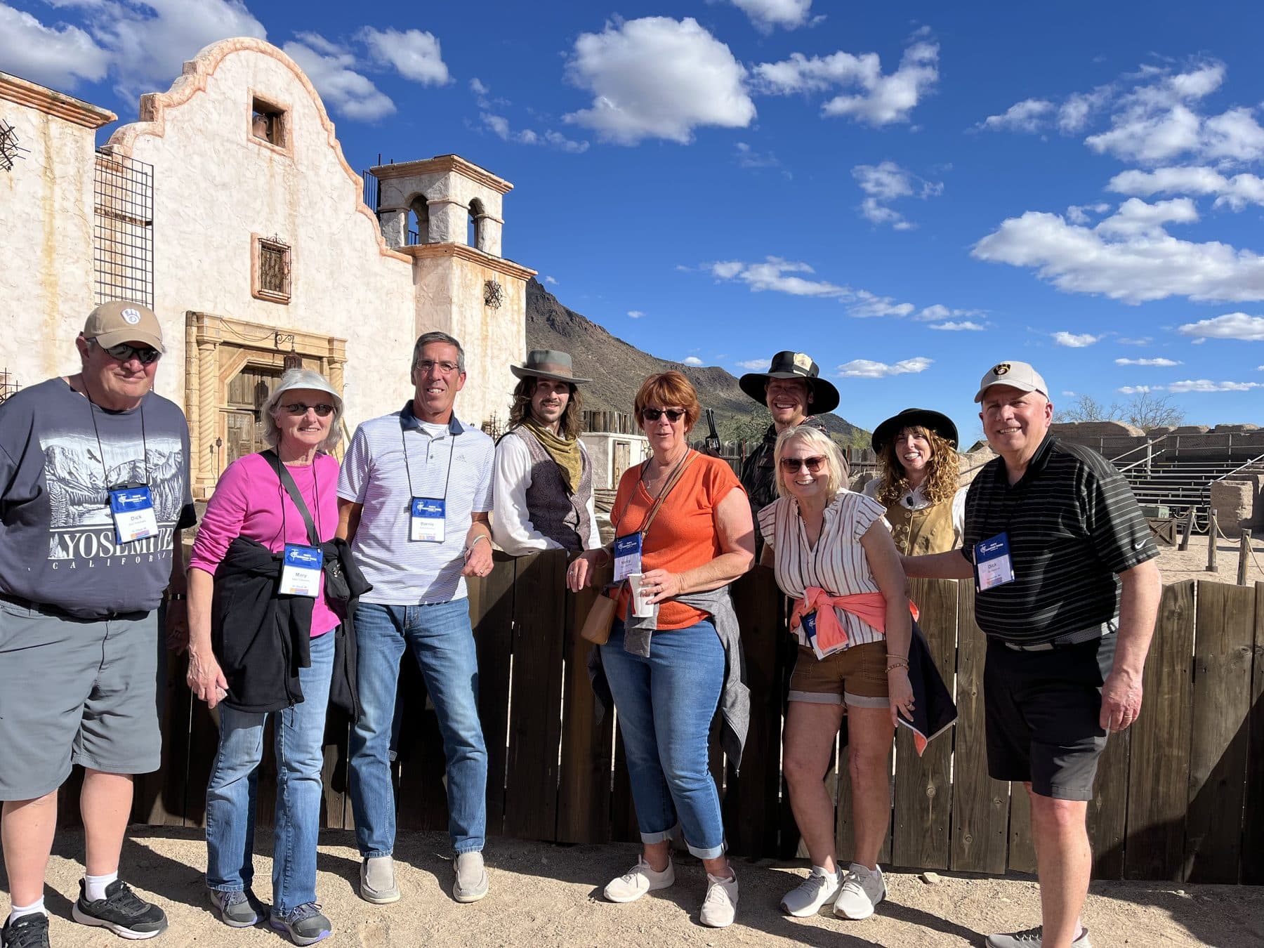 A Tom's Christian Tours group gathered together at the start of a day's touring